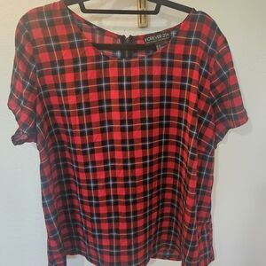 Forever 21 Red and Black Plaid Blouse